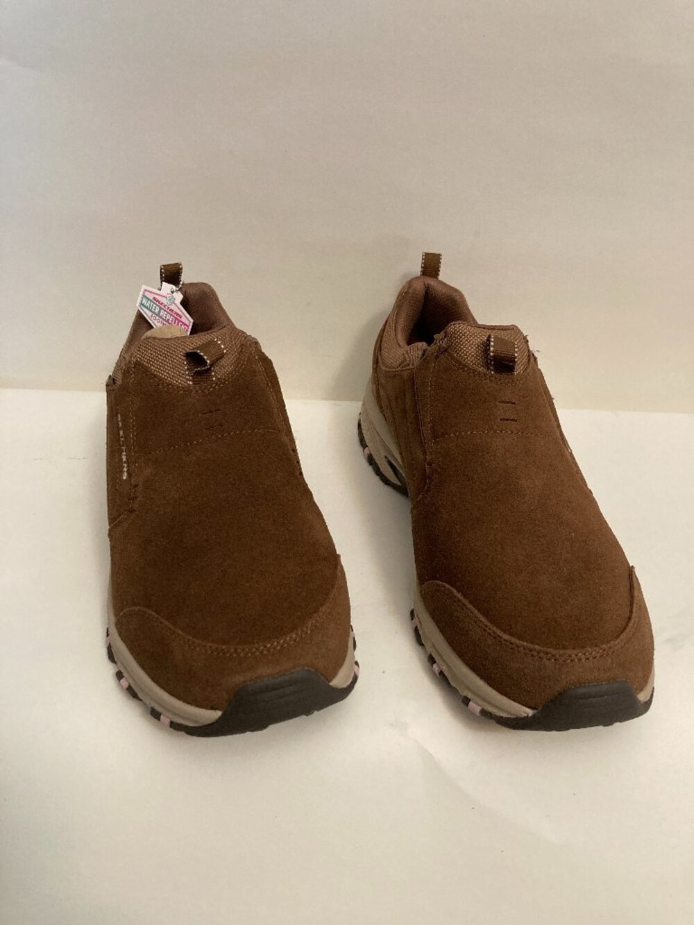 Skechers Brown Suede Slip-on Loafers Size 10 Wide Fit Water Repellant